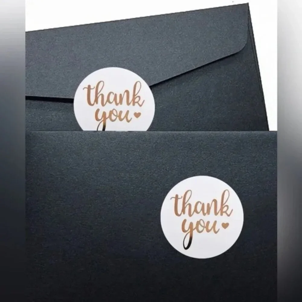 50 Gold Thank You Stickers 1.5” Round Foil Labels